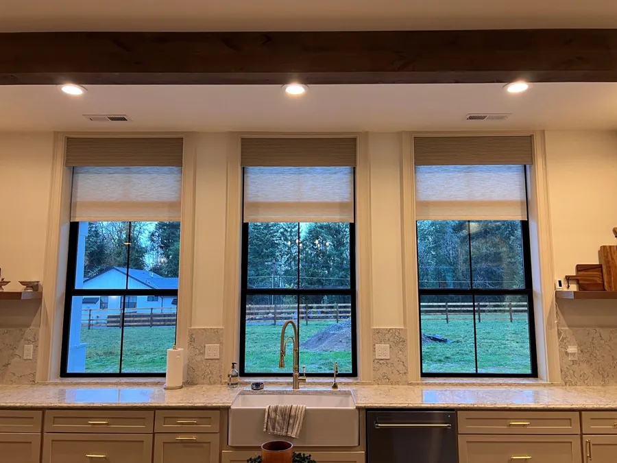 Roller shades with custom valances, Sharon L project